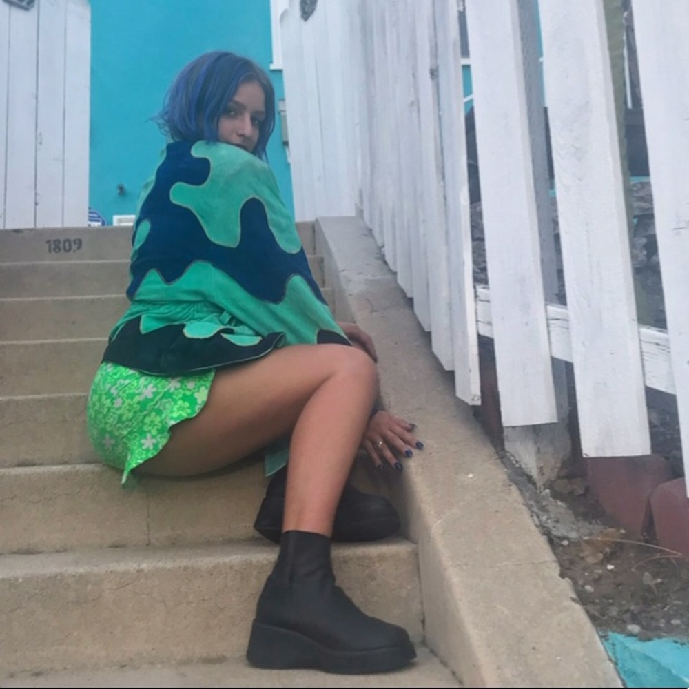 Genuine leather vintage suede coat psychedelic - Picture 7 of 7